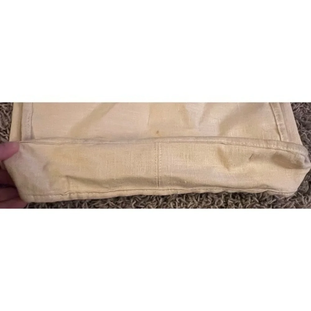 Vintage‎ Linen Peacock Wooden Handle Handbag W/Rhinestones 10"x13x3" - Picture 9 of 13